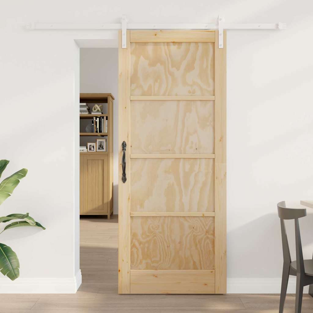 skydedør med beslag sæt 83x202 cm solidt fyrretræ