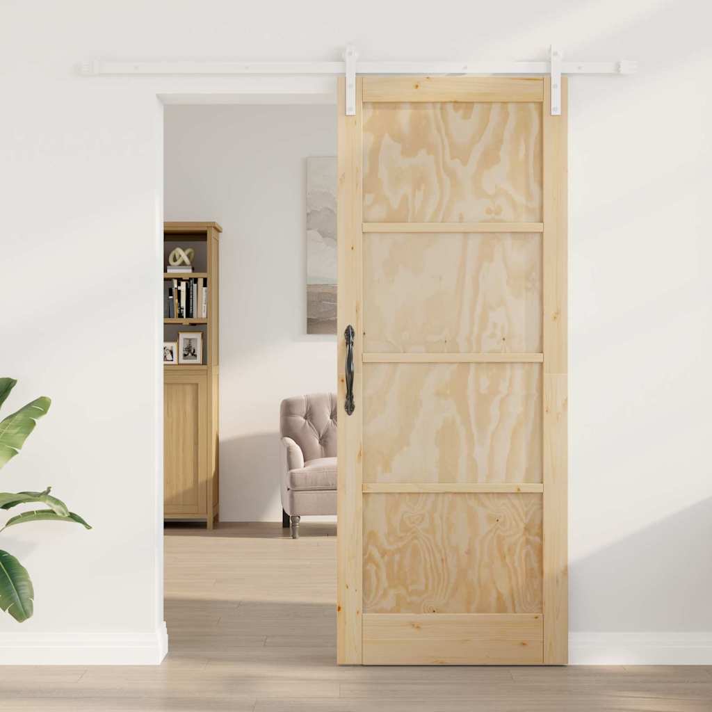 vidaXL schuifdeur met beslag 83x211 cm massief grenenhout