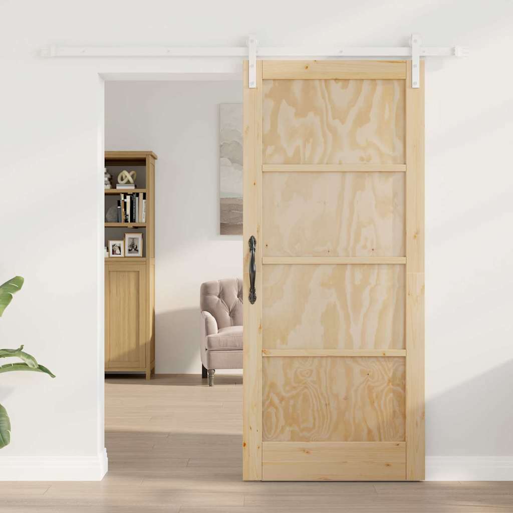 vidaXL Schuifdeur met beslag 86x198,5 cm massief grenenhout