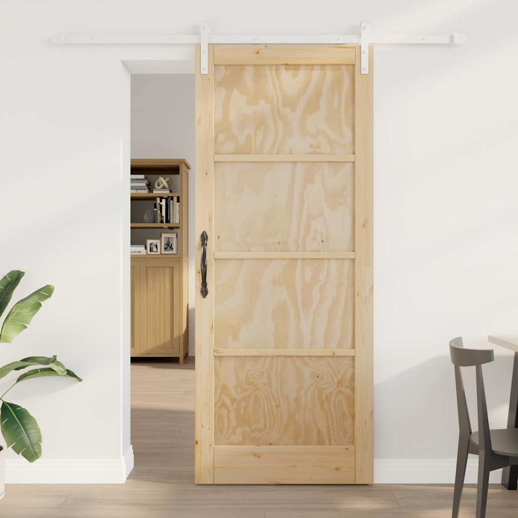 Glidende Dør med hardware-sæt 86x211 cm Massivt Træ Fyrretræ