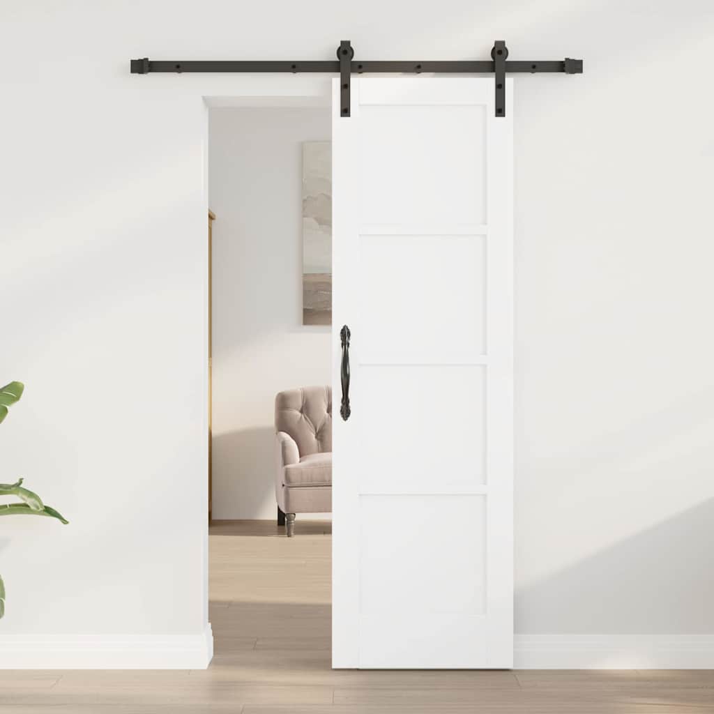 vidaXL Schuifdeur met beslag 61x198,5 cm massief grenenhout wit