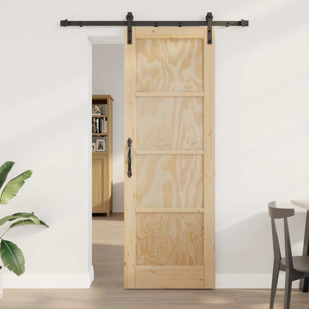 Skydedør med hardware sæt 73,5x211 cm Massiv træ fyr&&vidaXL Indendørs dør 'ORKDAL'73,5x211x4 cm Massiv træ fyr