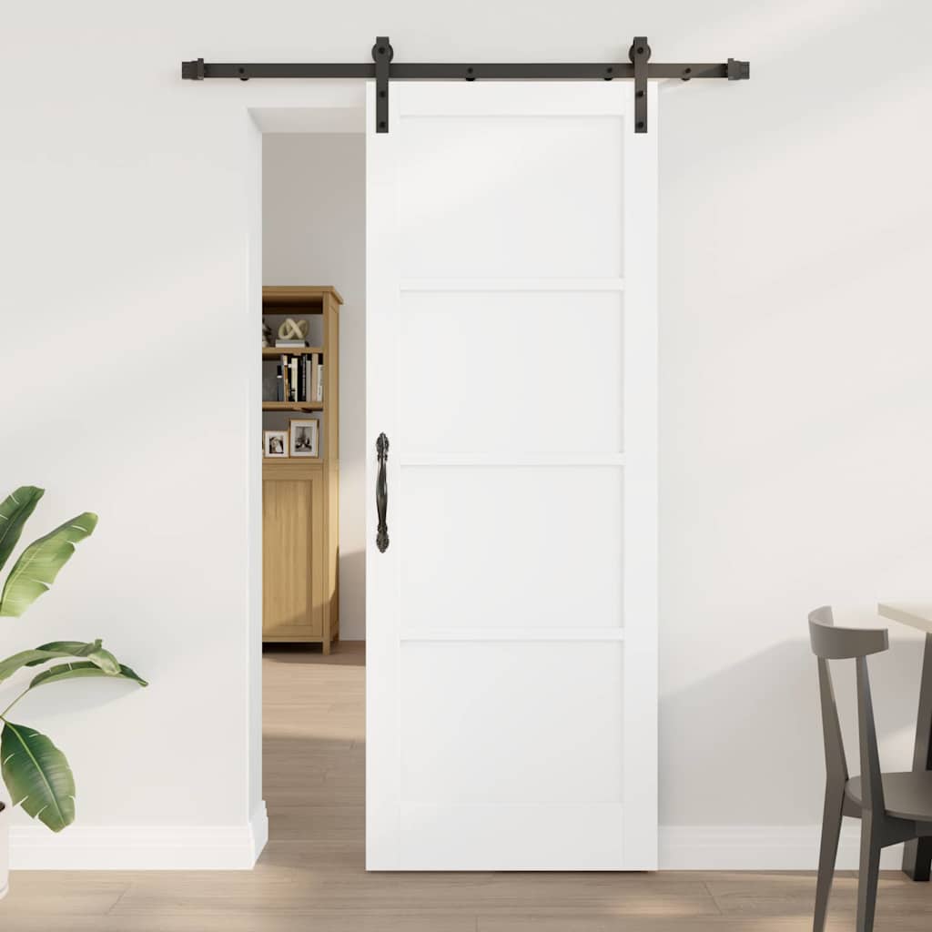 Liuguks koos komplektiga valge 78x211 cm tahke männipuit