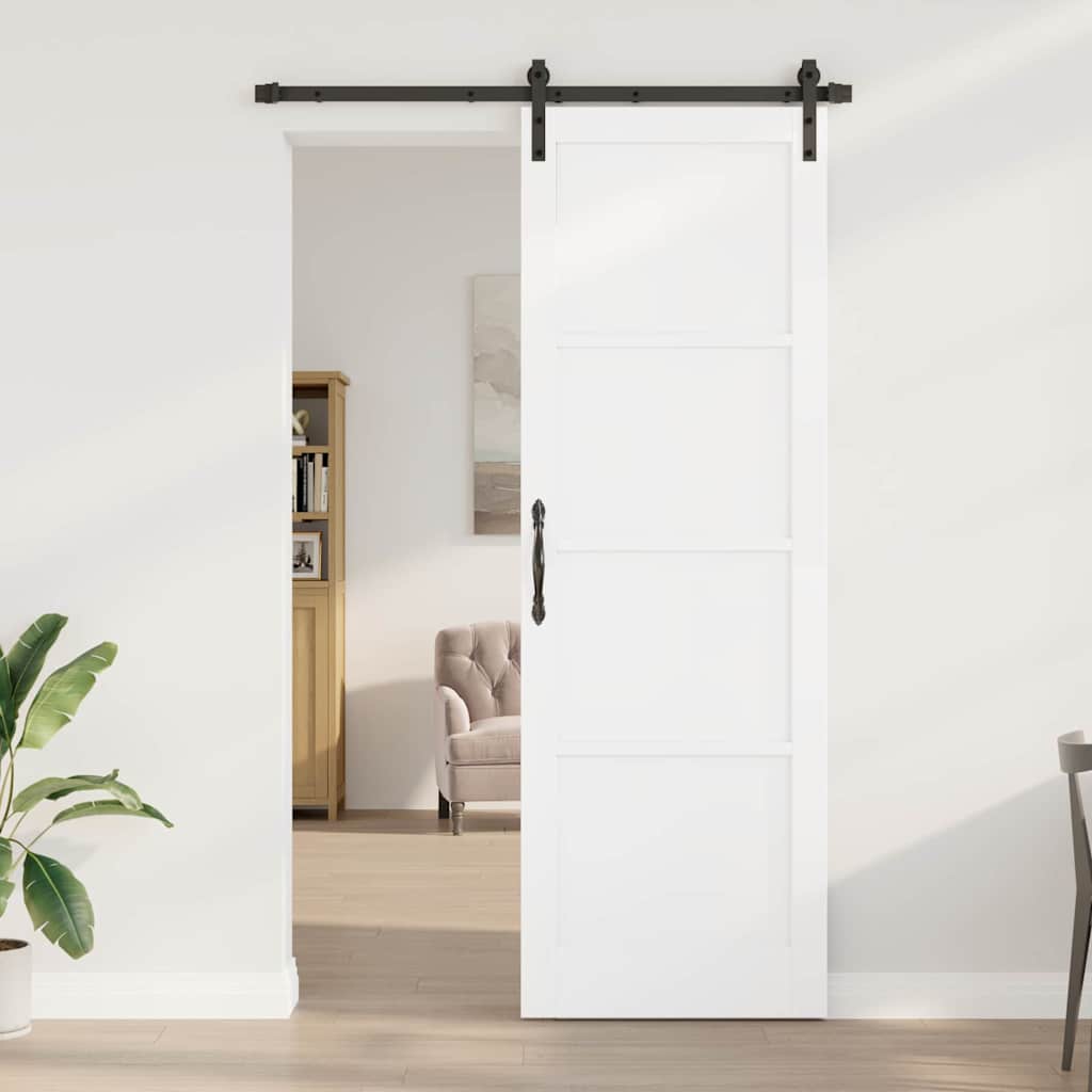 vidaXL Schuifdeur met beslag 78x232 cm massief grenenhout wit