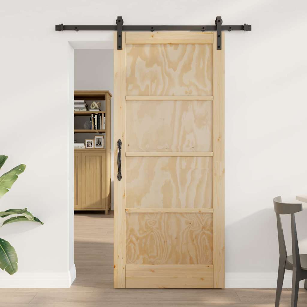 Glidende Dør med Hardware Sæt 86x198,5 cm Solid Fyrretræ