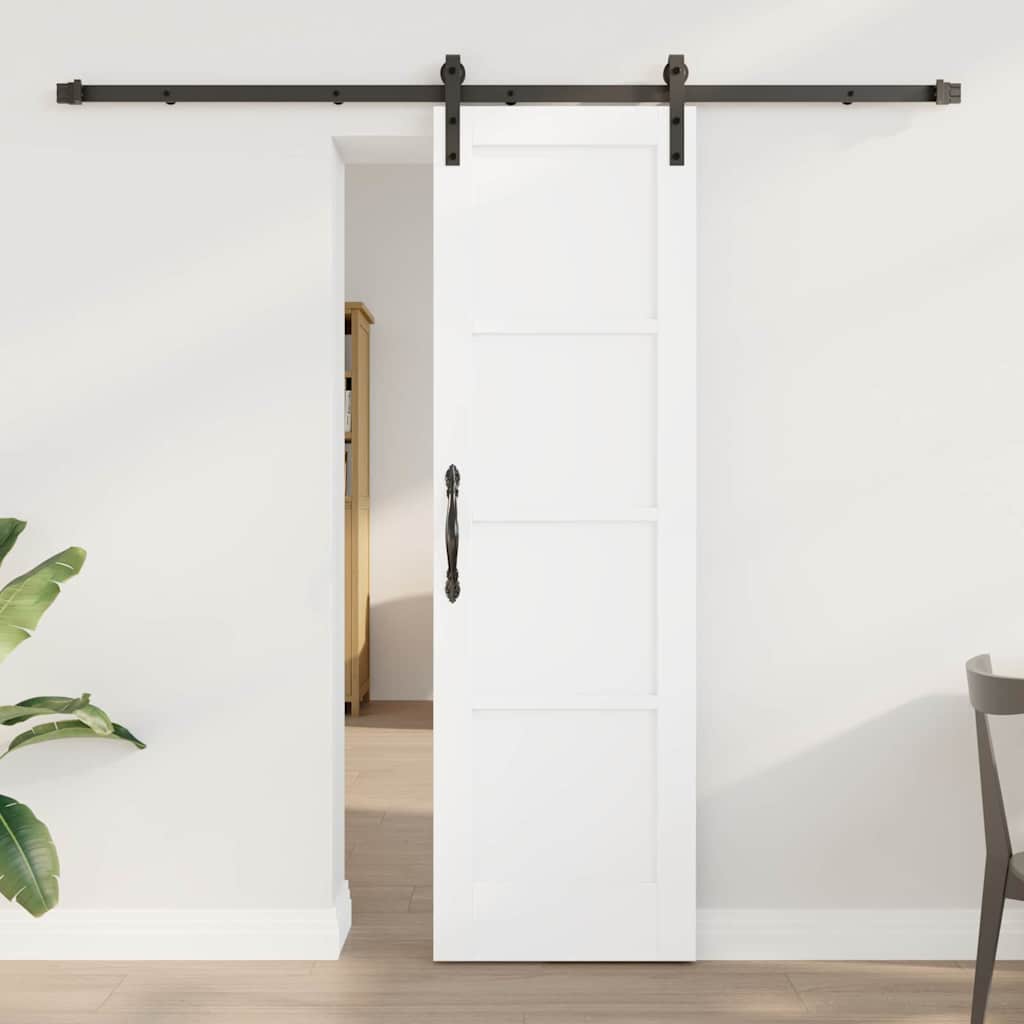 Glidende Dør med Hardware Sæt Hvid 61x198,5 cm Solid Træ Fyr