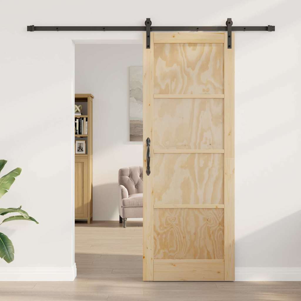 vidaXL Schuifdeur met beslag 78x211 cm massief grenenhout