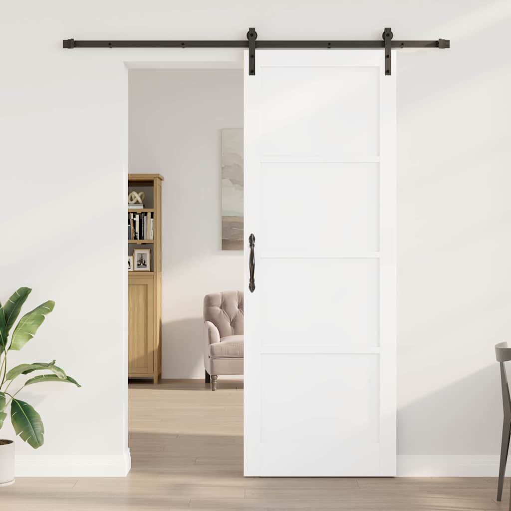 vidaXL Schuifdeur met beslag 83x232 cm massief grenenhout wit