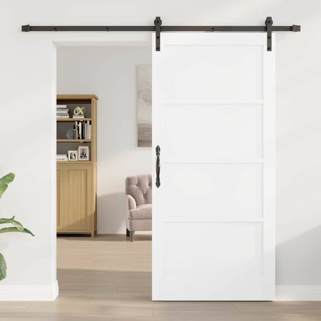 vidaXL Schuifdeur met beslag 93x202 cm massief grenenhout wit