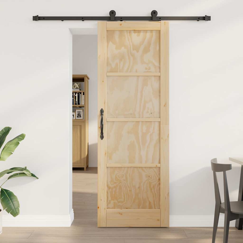 Skydedør med hardware sæt 73,5 x 211 cm Massivt Træ Fyr&&vidaXL Indvendig dør 'ORKDAL'73,5 x 211 x 4 cm Massivt Træ Fyr