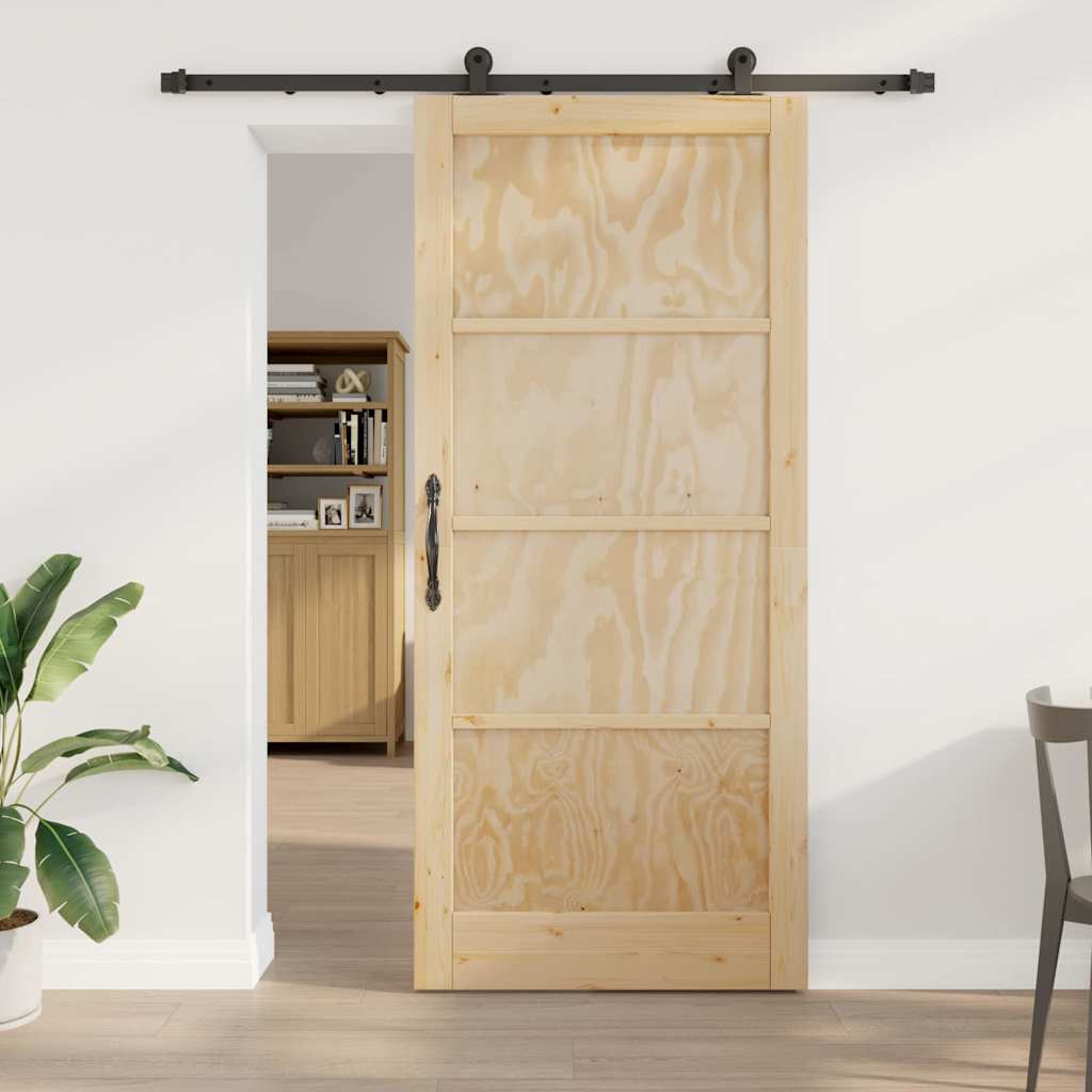 libisev uks koos tarvikute komplektiga 93x211 cm tahke puidu männiga