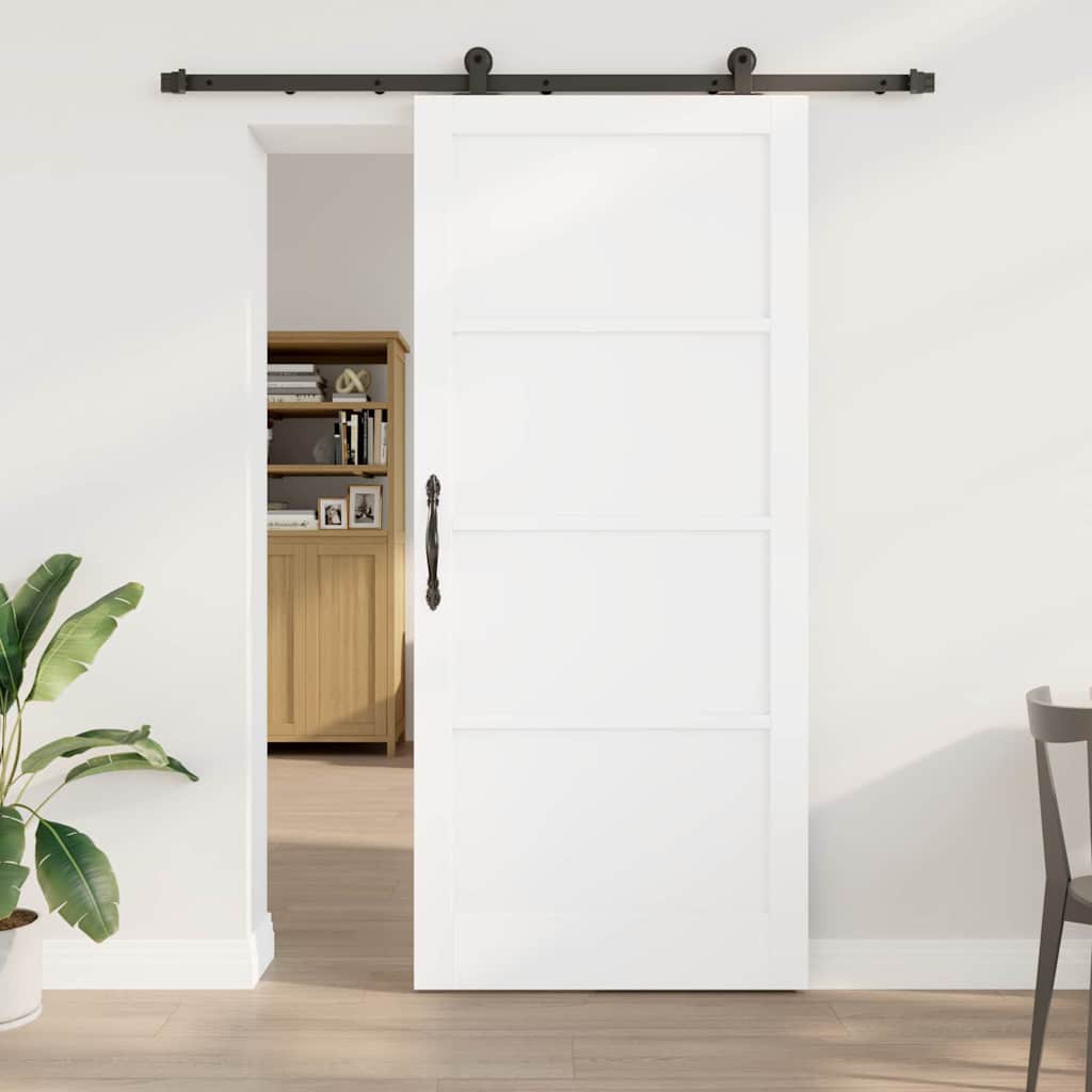 Glidende Dør med Hardware Sæt Hvid 93x211 cm Massivt Træ Fyr&&vidaXL Indvendig Dør 'ORKDAL'Hvid 93x211x4 cm Massivt Træ Fyr
