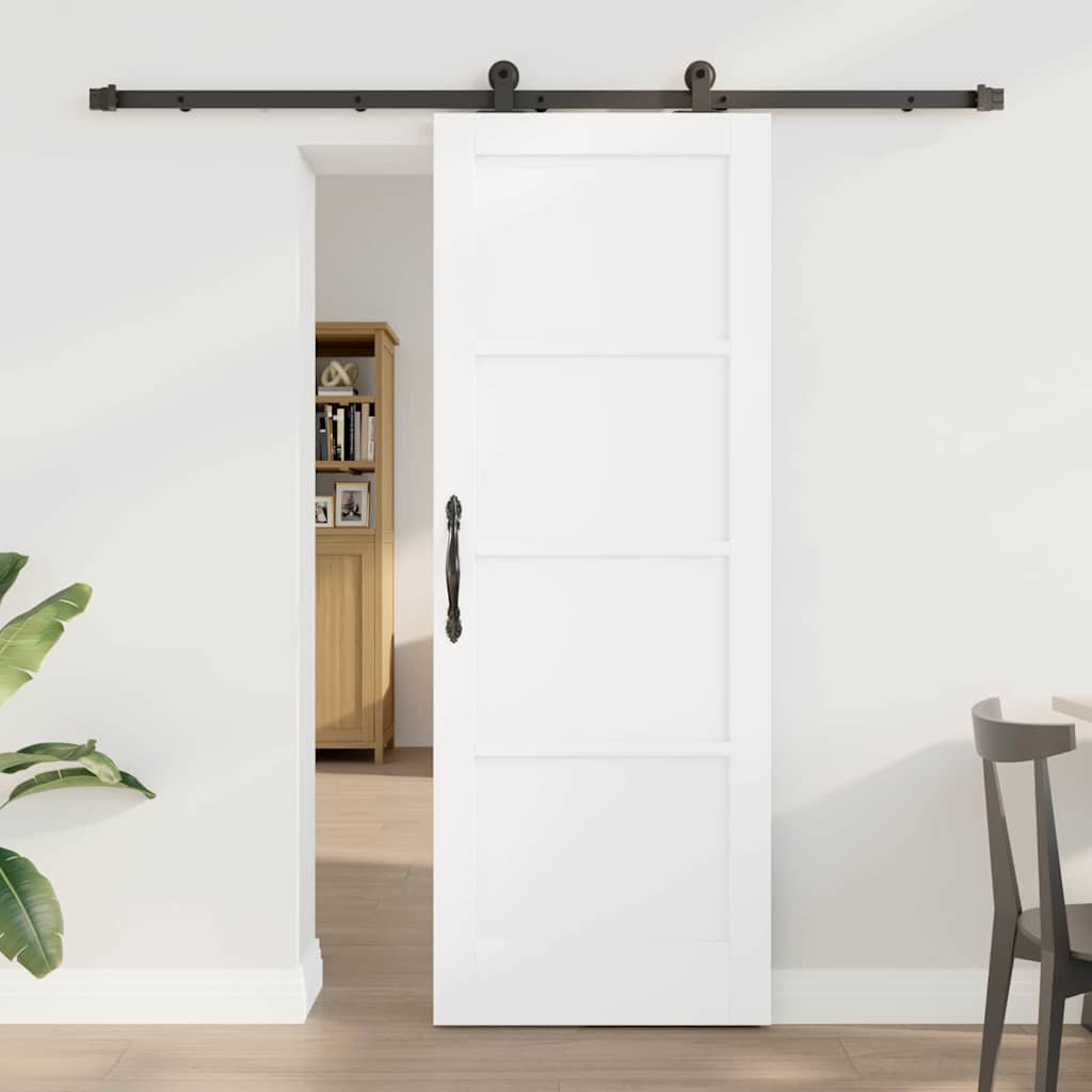 Skydedør med hardware sæt, hvid 73,5 x 198,5 cm Solid Træ Fyr&&vidaXL Indvendig dør 'ORKDAL', hvid 73,5 x 198,5 x 4 cm Solid Træ Fyr