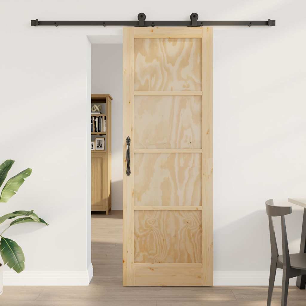 Skyderdør med hardware sæt 73,5x211 cm massiv fyrretræ&&vidaXL Indvendig dør 'ORKDAL'73,5x211x4 cm massiv fyrretræ