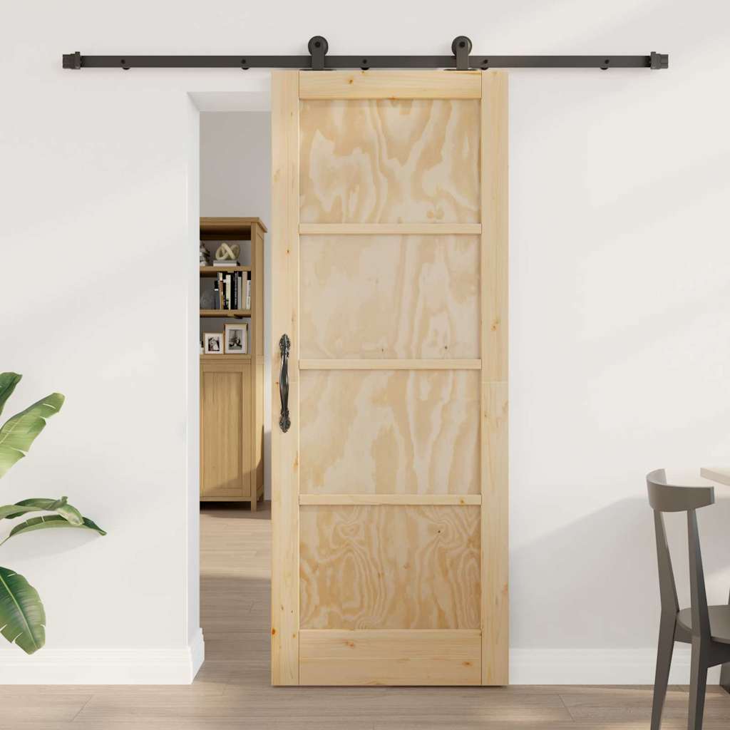 Skydedør med Hardware Sæt 78x202 cm Solid Træ Fyrretræ&&vidaXL Indre Dør 'ORKDAL'78x202x4 cm Solid Træ Fyrretræ
