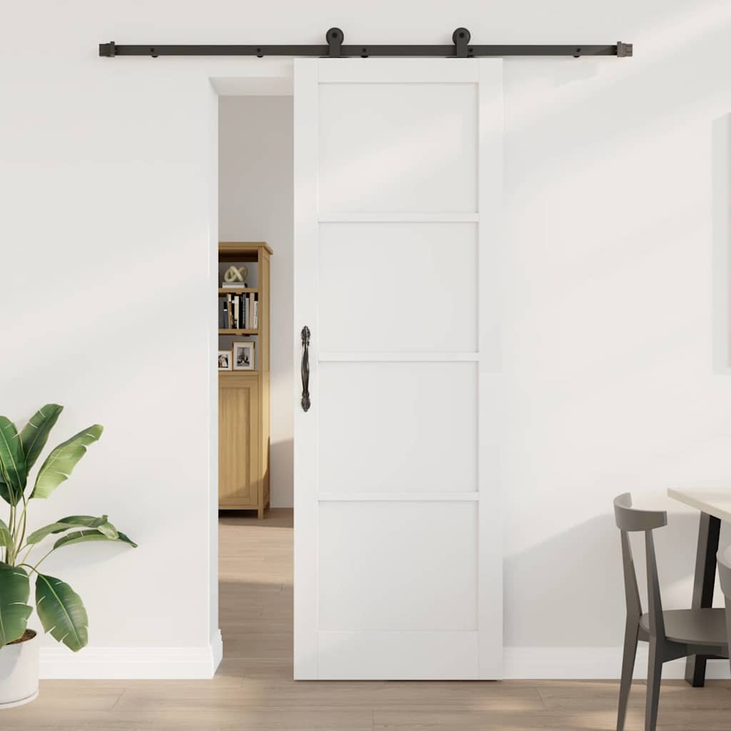 Skydedør med Hardware Sæt Hvid 78x232 cm Solid Furu.&&vidaXL Indvendig Dør 'ORKDAL'Hvid 78x232x4 cm Solid Furu.