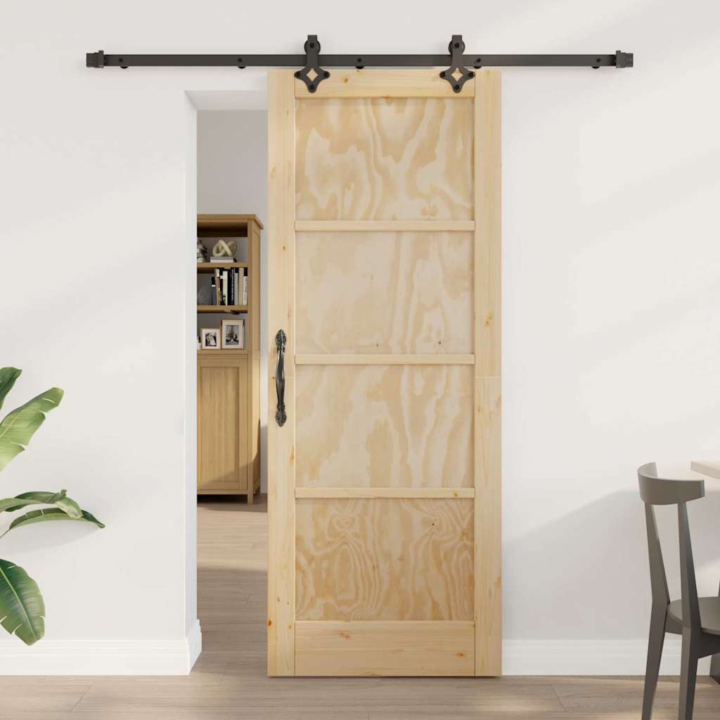 skydedør med hardware sæt 78x202 cm massivt fyrretræ, vidaXL indvendig dør 'ORKDAL'78x202x4 cm massivt fyrretræ