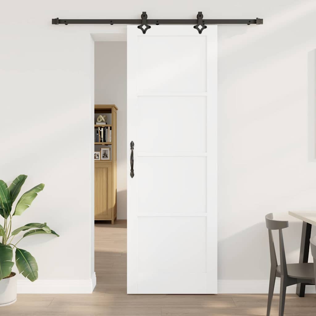 glidende dør med hardware sæt Hvid 78x232 cm Solidt træ Furu, vidaXL indvendig dør 'ORKDAL'Hvid 78x232x4 cm Solidt træ Furu