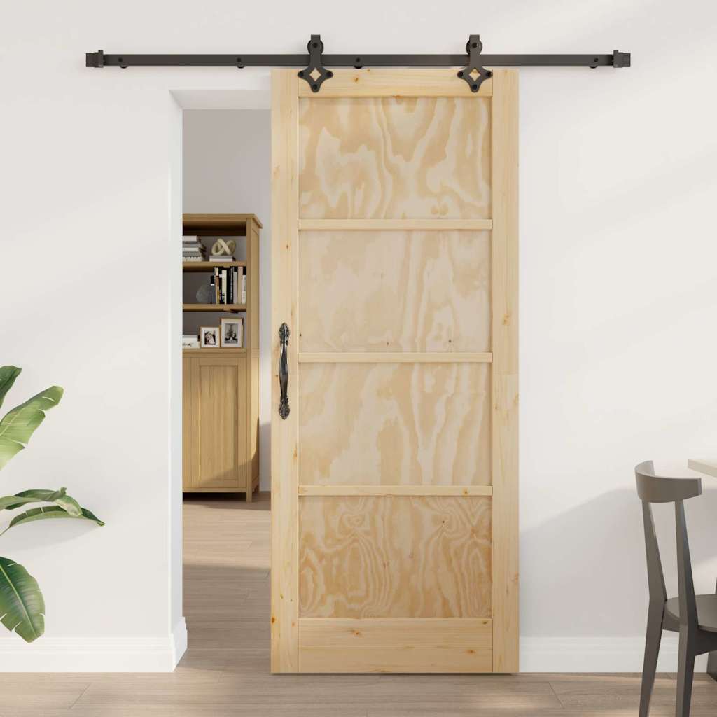 glidende dør med hardware sæt 83x202 cm massivt fyrretræ, vidaXL indvendig dør "ORKDAL" 83x202x4 cm massivt fyrretræ