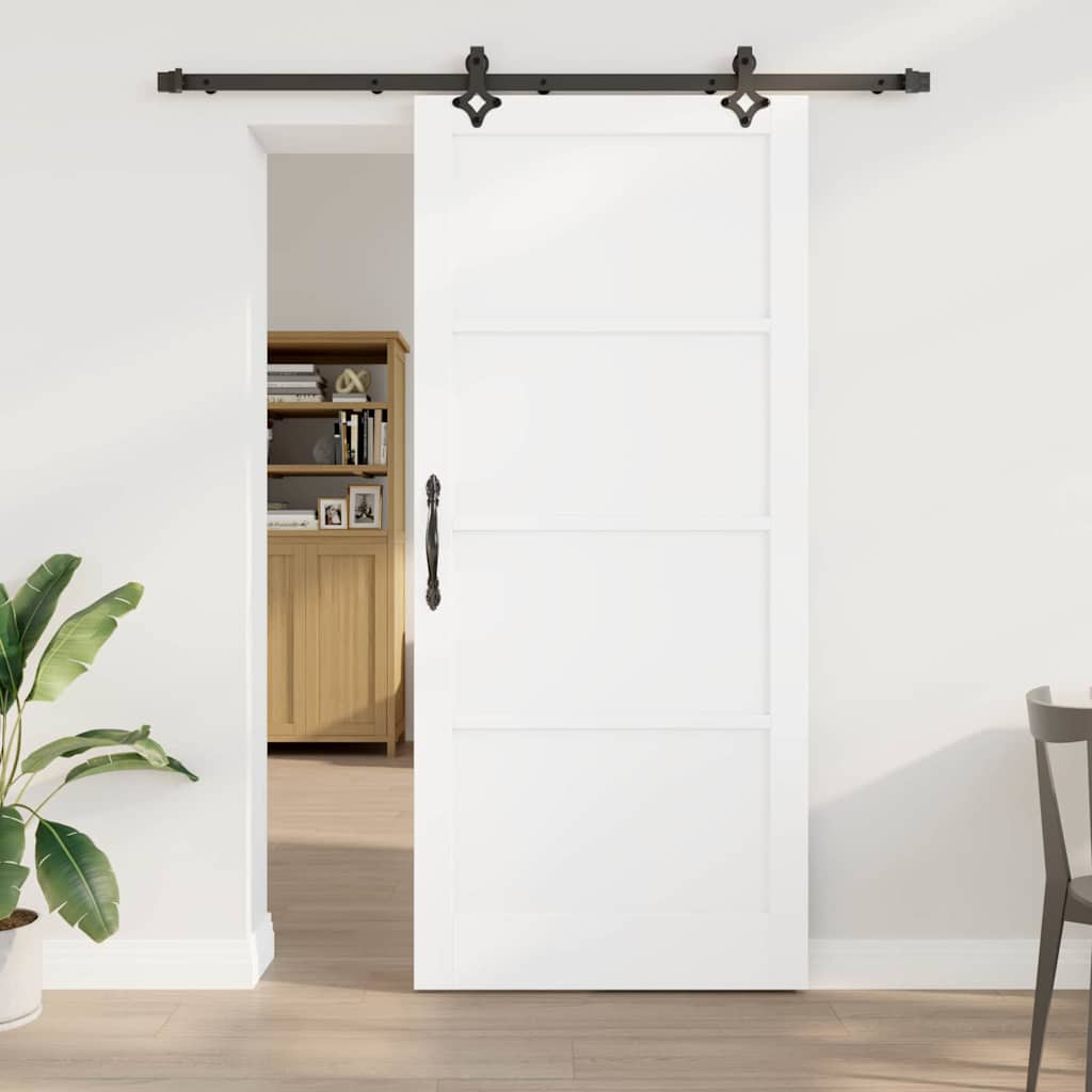 skydedør med beslag sæt hvid 93x211 cm massiv fyrretræ, vidaXL indvendig dør 'ORKDAL'hvid 93x211x4 cm massiv fyrretræ