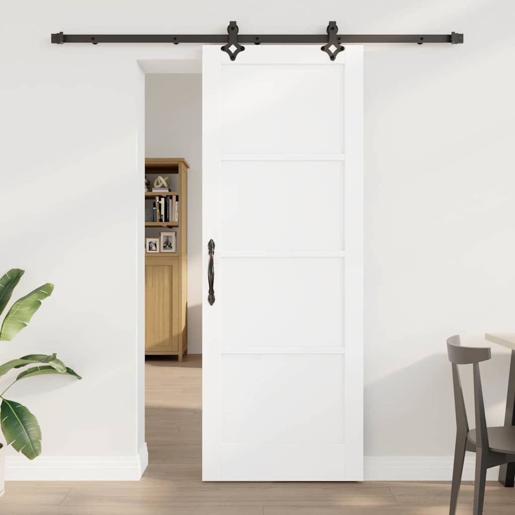 Glidende Dør med Hardware Sæt Hvid 78x211 cm Solid Fyrretræ, vidaXL Indvendig Dør 'ORKDAL'Hvid 78x211x4 cm Solid Fyrretræ