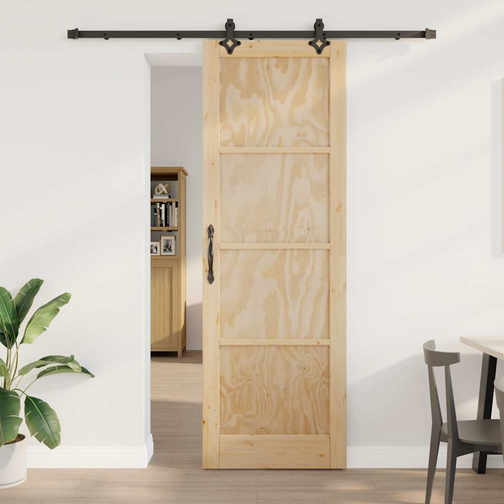 Glidende dør med hardware sæt 78x232 cm i massivt fyrretræ, vidaXL indvendig dør 'ORKDAL'78x232x4 cm i massivt fyrretræ