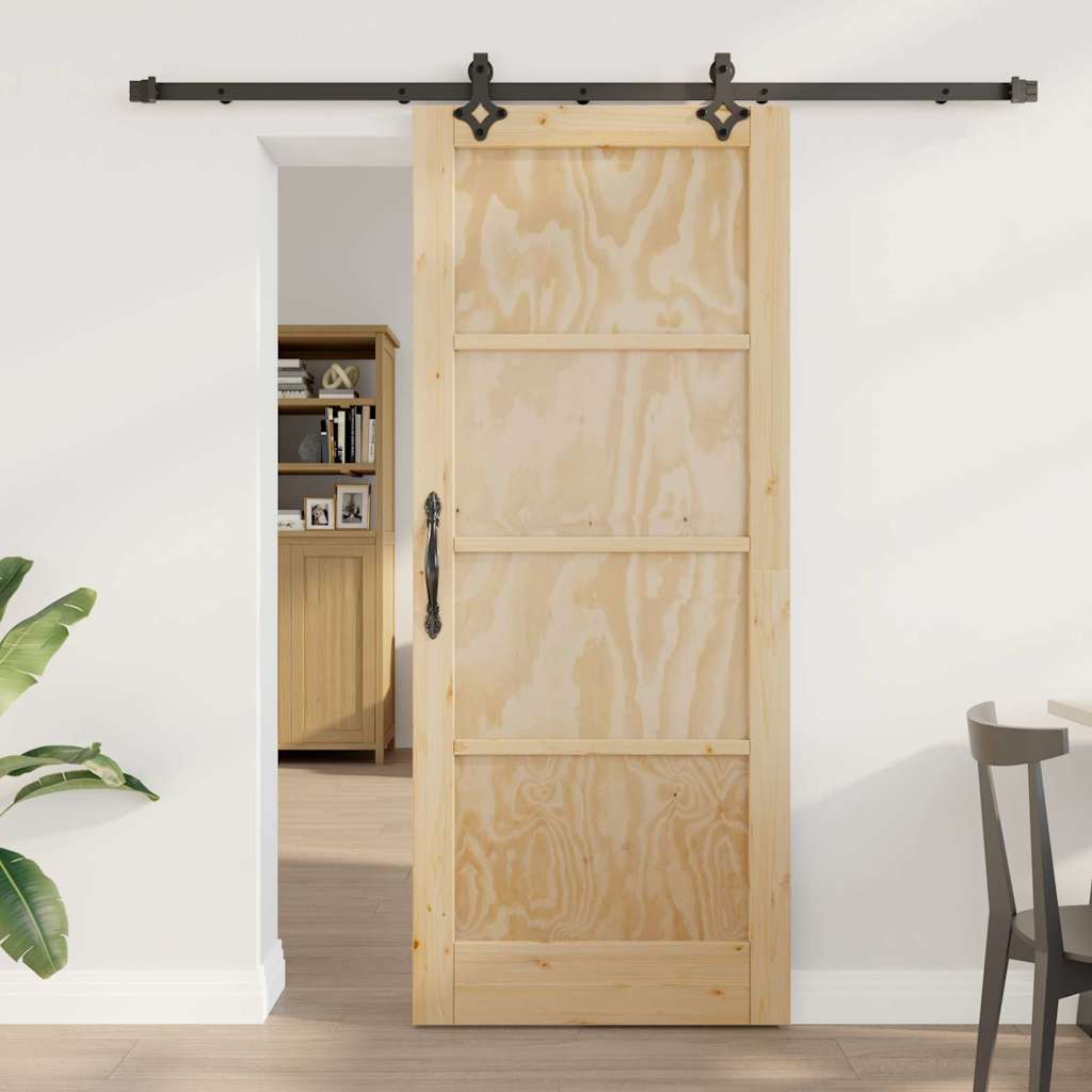 glidende dør med hardware sæt 83x202 cm massivt træ Pine, vidaXL indvendig dør 'ORKDAL'83x202x4 cm massivt træ Pine