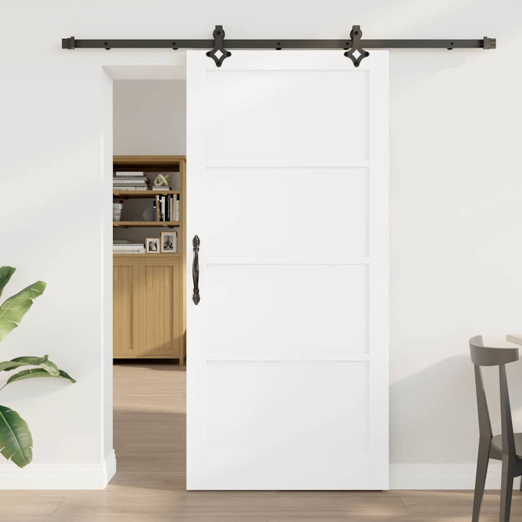 Glidende Dør med Hardware Sæt Hvid 93x202 cm Solid Træ Fyrretræ, vidaXL Indvendig Dør “ORKDAL” Hvid 93x202x4 cm Solid Træ Fyrretræ