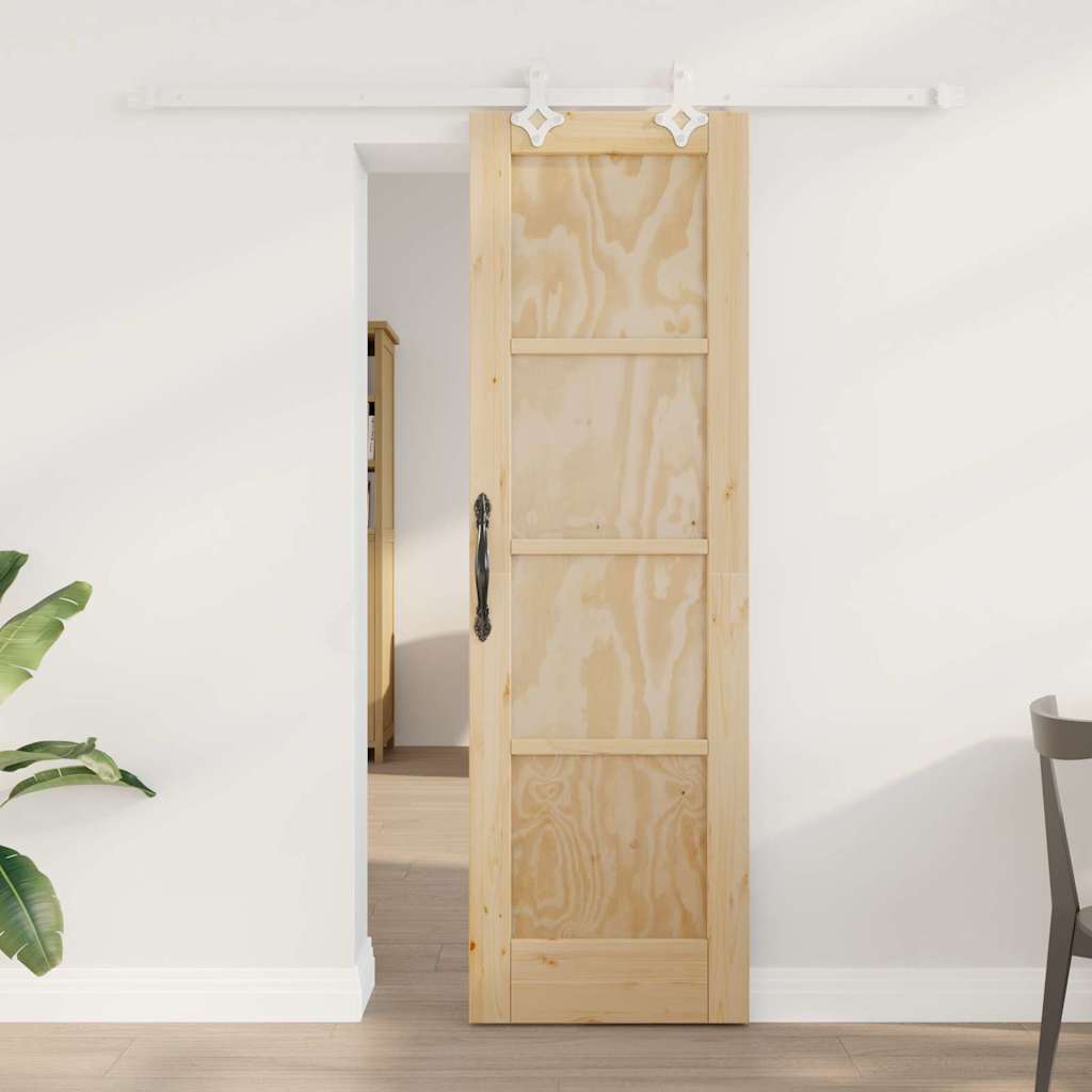 glidende dør med hardware sæt 61x198.5 cm solid fyrretræ