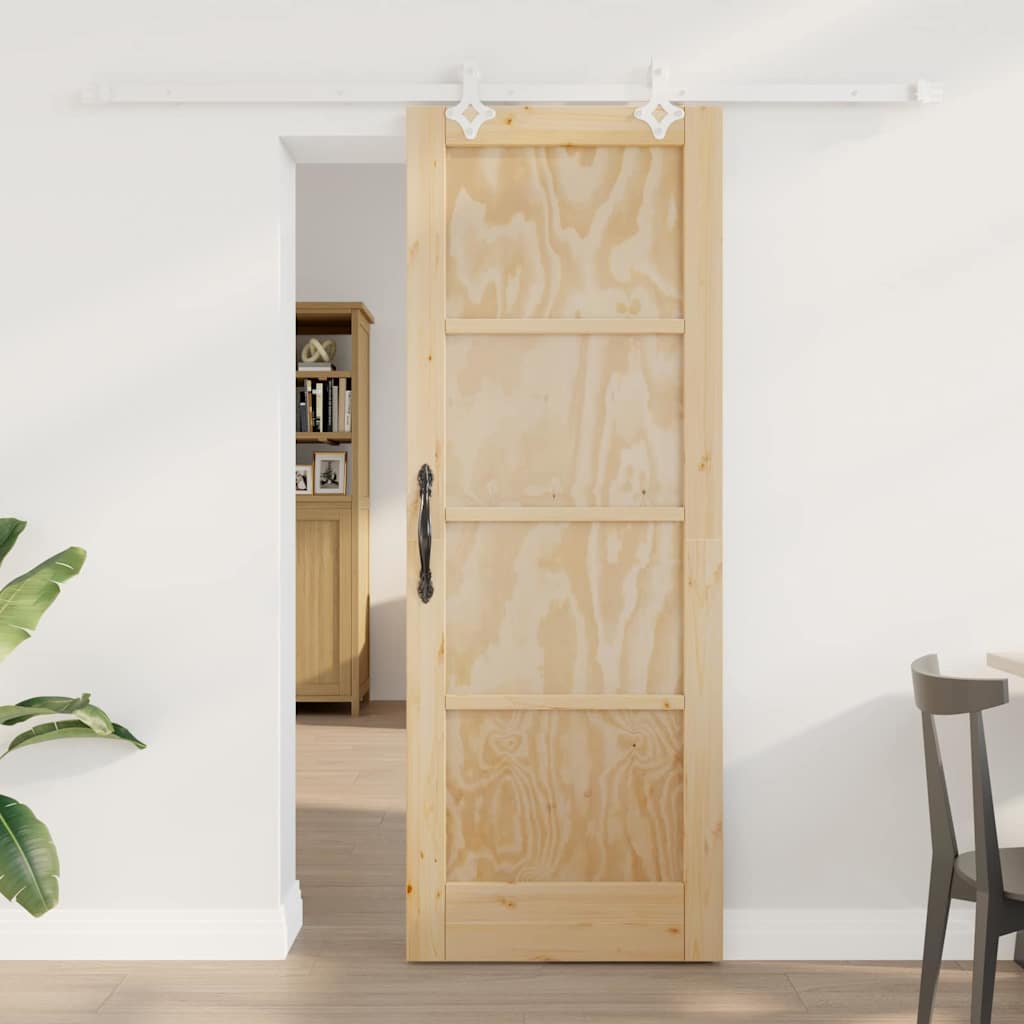 glidende dør med hardware sæt 73.5x198.5 cm solid fyrretræ, vidaXL indendørs dør 'ORKDAL'73.5x198.5x4 cm solid fyrretræ