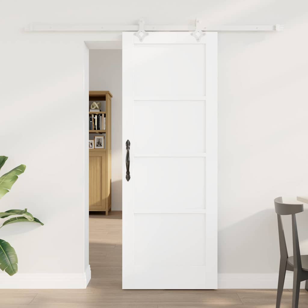 Glidende Dør med Hardware Sæt Hvid 73.5x198.5 cm Solid Træfyr, vidaXL Indvendig Dør 'ORKDAL'Hvid 73.5x198.5x4 cm Solid Træfyr