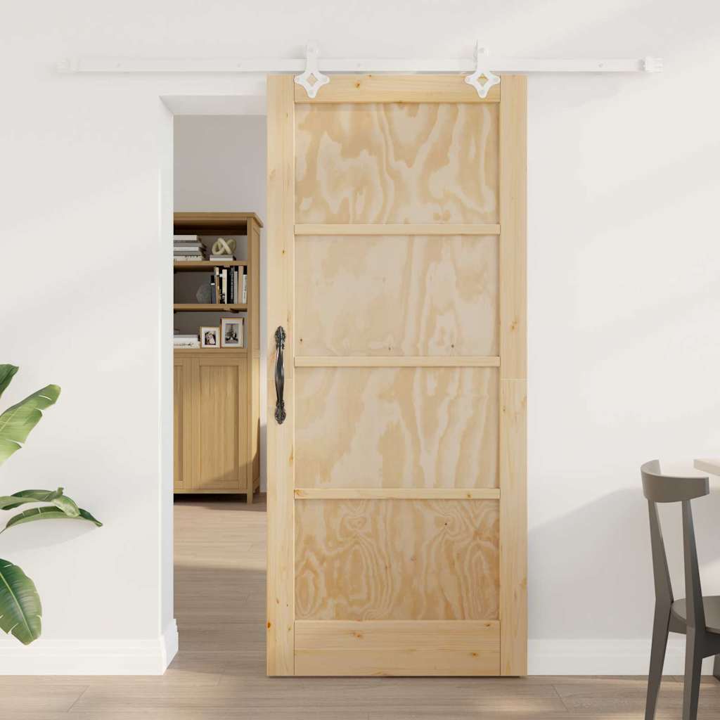 Glidende Dør med hardware sæt 86x198.5 cm solid fyrretræ, vidaXL Indvendig dør 'ORKDAL'86x198.5x4 cm solid fyrretræ