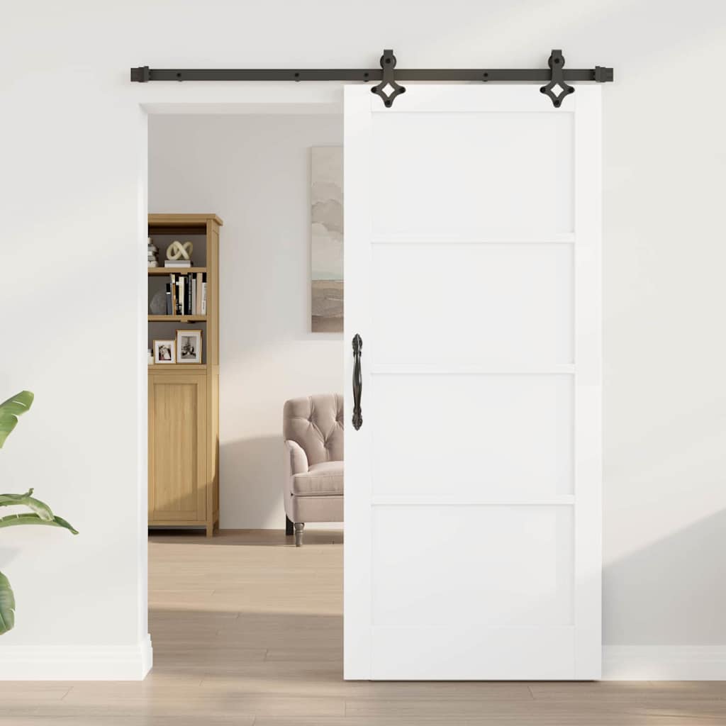vidaXL Schuifdeur met Hardware Set 'ORKDAL'Wit Massief Vurenhout