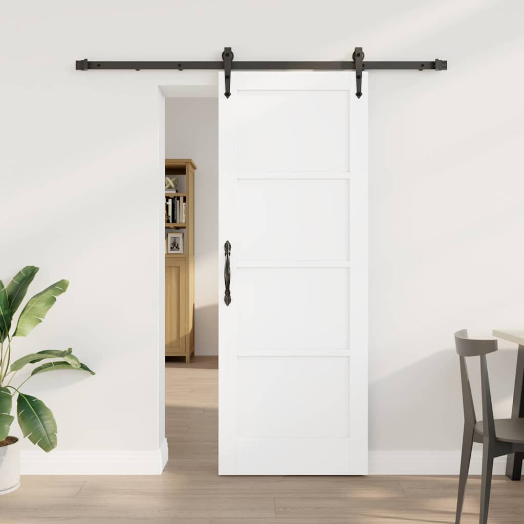 Glidende Dør med Hardware Sæt Hvid 73.5x198.5 cm Massivt Fyrretræ, vidaXL Indvendig Dør 'ORKDAL'Hvid 73.5x198.5x4 cm Massivt Fyrretræ