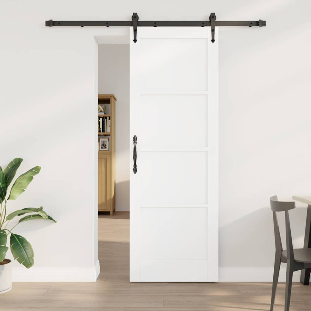 libisev uks koos varustuskomplektiga Valge 73.5x211 cm Tahke puidu mänd