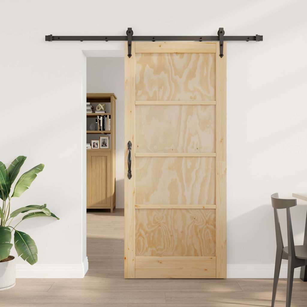 Glidedør med hardware sæt 78x202 cm solidt fyrretræ, vidaXL Indvendig dør 'ORKDAL'78x202x4 cm solidt fyrretræ