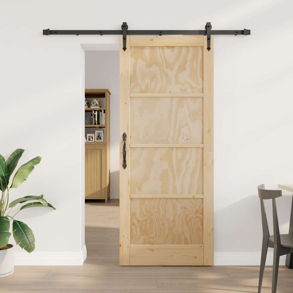 skydedør med hardware sæt 83x202 cm massiv fyrretræ, vidaXL indvendig dør 'ORKDAL'83x202x4 cm massiv fyrretræ