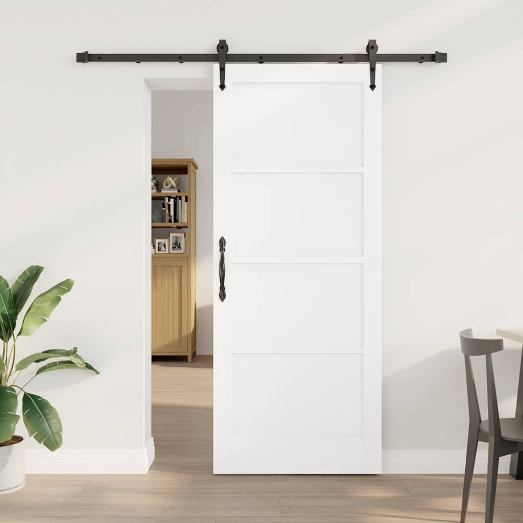 Skydedør med Hardware Sæt Hvid 83x202 cm Solid Træ Fyrretræ, vidaXL Indvendig Dør 'ORKDAL'Hvid 83x202x4 cm Solid Træ Fyrretræ