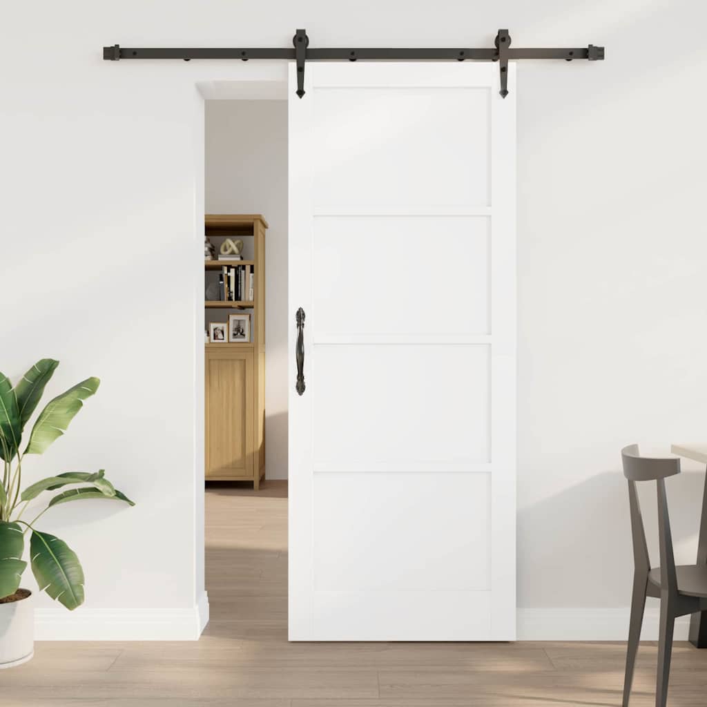 skydedør med beslag sæt Hvid 83x211 cm Massiv træ fyr, vidaXL indvendig dør 'ORKDAL'Hvid 83x211x4 cm Massiv træ fyr