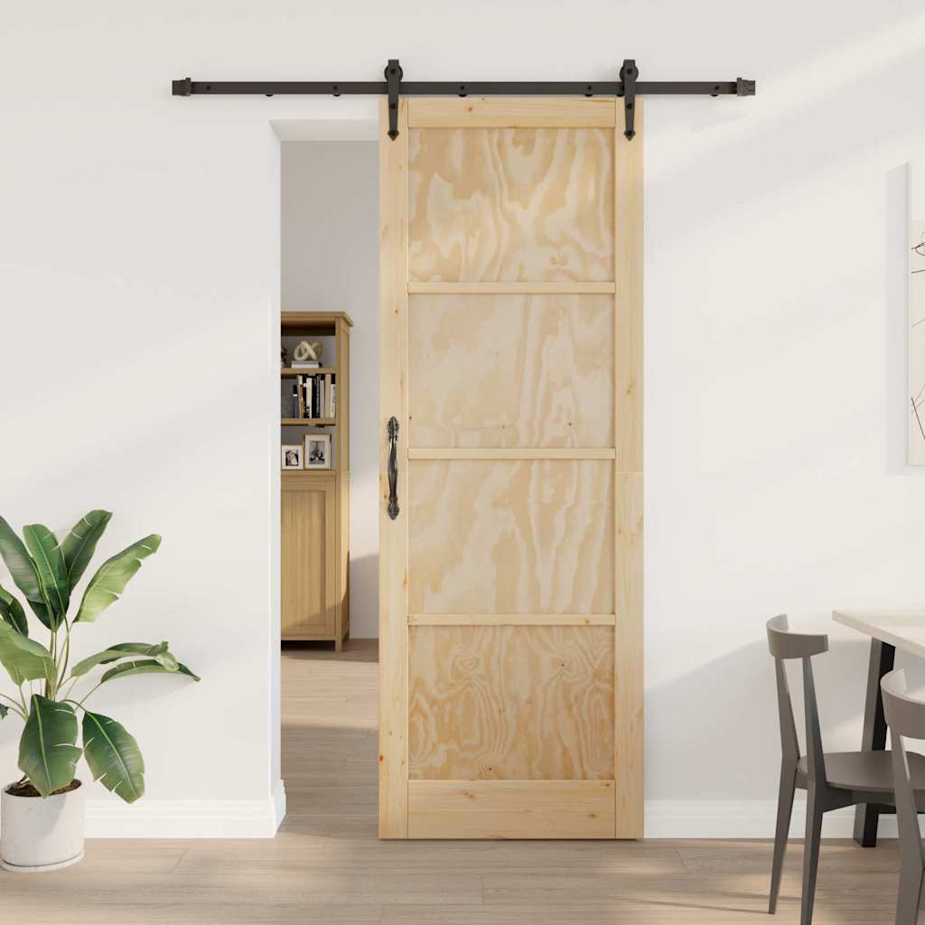 Glidende Dør med hardware sæt 83x232 cm massivt træ fyrretræ, vidaXL Indvendig dør 'ORKDAL'83x232x4 cm massivt træ fyrretræ