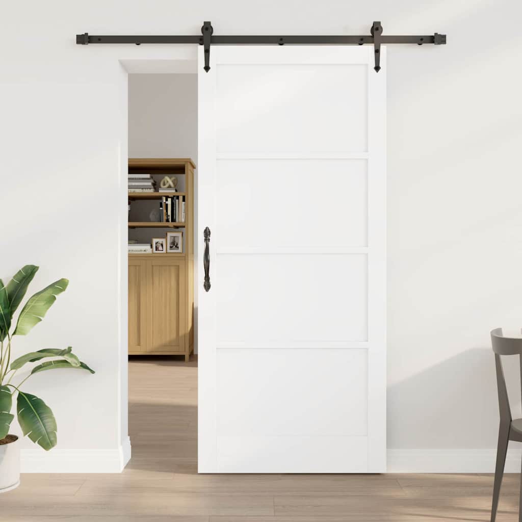 Sydør med Hardware Sæt Hvid 93x211 cm Solid Fyrretræ, vidaXL Indvendig Dør 'ORKDAL'Hvid 93x211x4 cm Solid Fyrretræ
