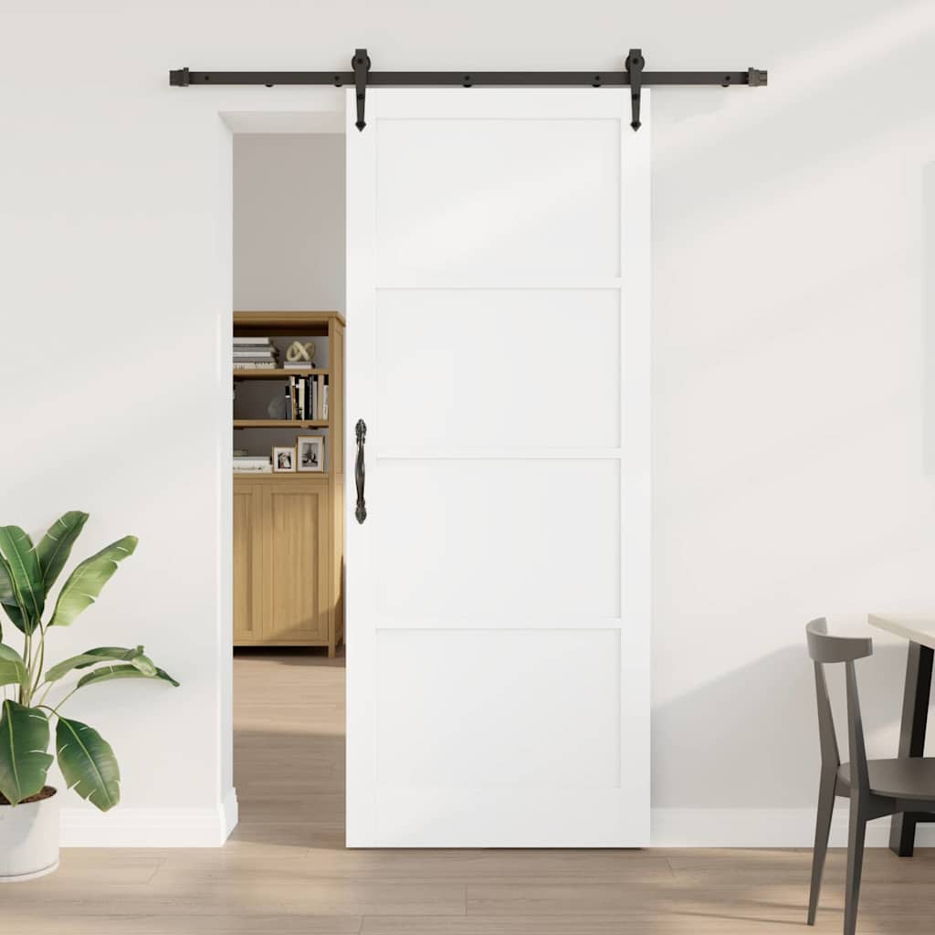skydedør med hardware sæt hvid 93x232 cm massiv træ fyrretræ
