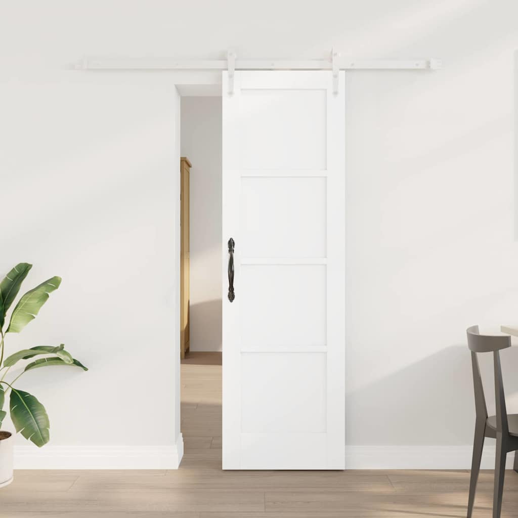 skydedør med hardware sæt hvid 61x198,5 cm solid fyrretræ