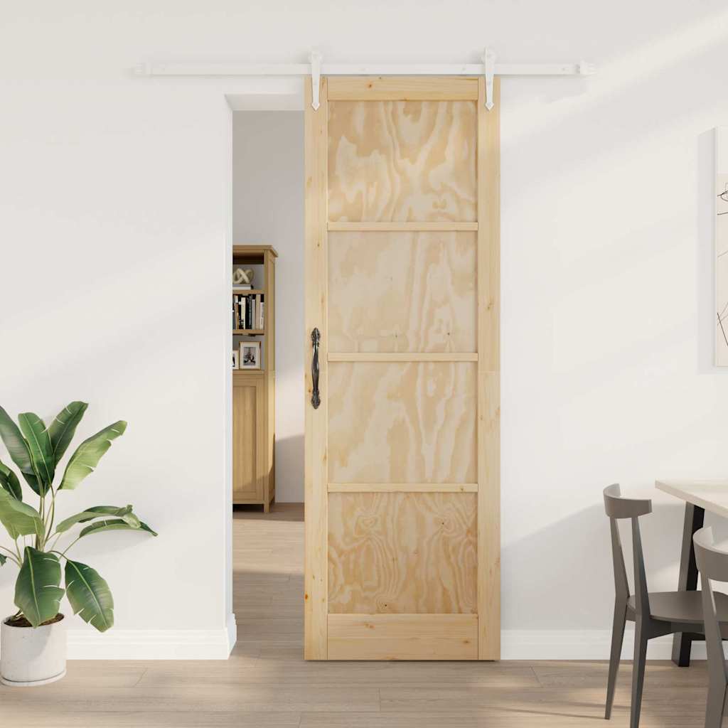 glidende dør med beslag sæt 78x232 cm massivt fyrretræ
