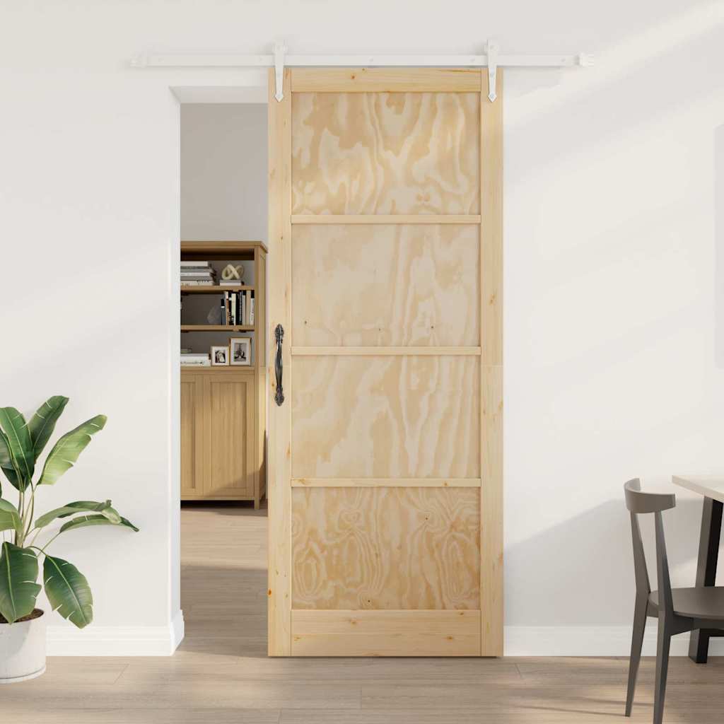 glidende dør med hardware sæt 93x232 cm solidt fyrretræ
