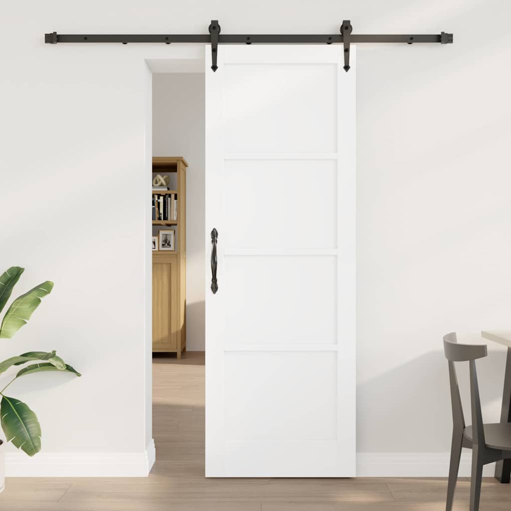 Glidende Dør med Hardware Sæt Hvid 73,5x211 cm Solid Træ Fyrretræ, vidaXL Indvendig Dør 'ORKDAL'Hvid 73,5x211x4 cm Solid Træ Fyrretræ