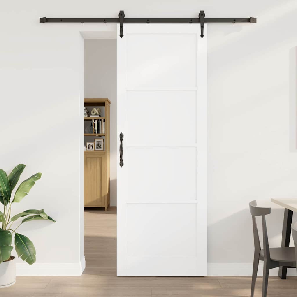 Skydedør med Tilbehør Hvid 83x232 cm Solid Træ Fyrretræ, vidaXL Indvendig Dør 'ORKDAL'Hvid 83x232x4 cm Solid Træ Fyrretræ