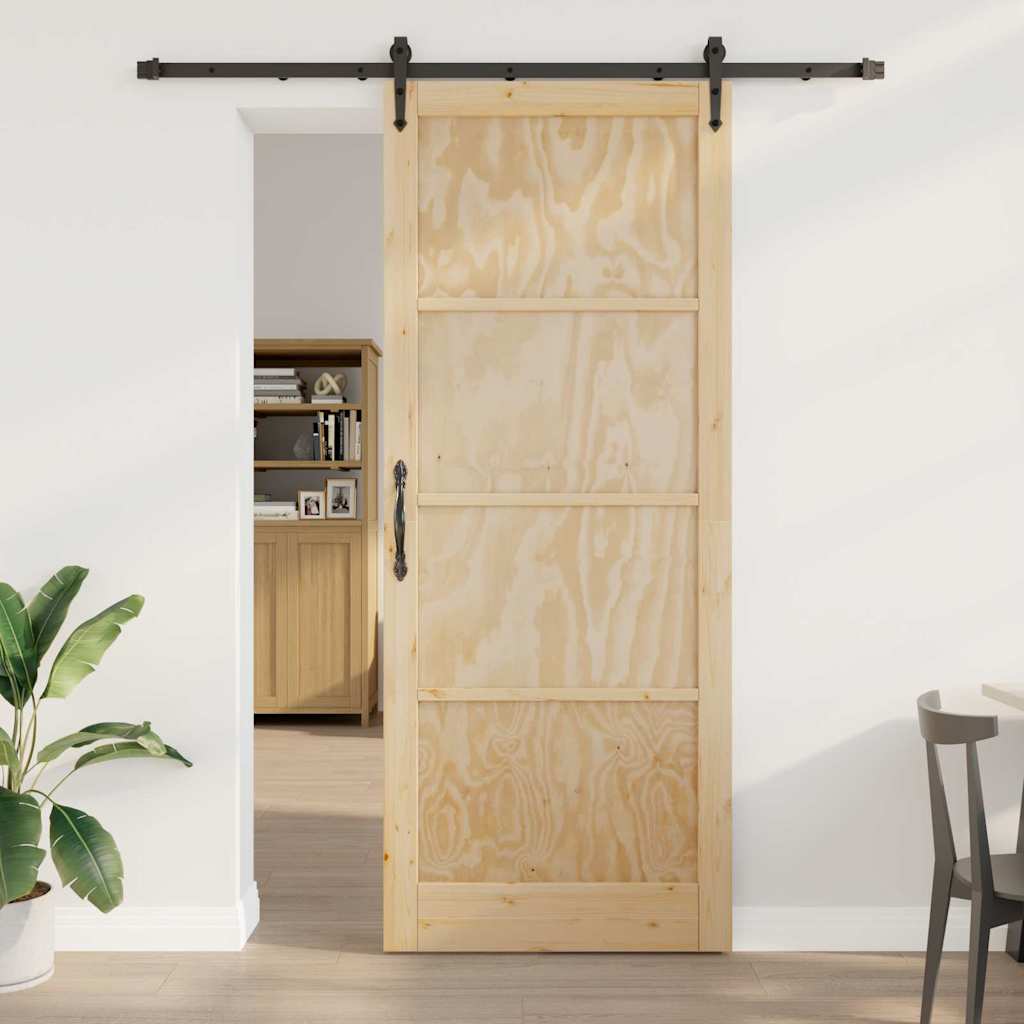 Skydedør med Beslagsæt 93x232 cm Massivt Træ Fyrretræ, vidaXL Indvendig Dør 'ORKDAL'93x232x4 cm Massivt Træ Fyrretræ