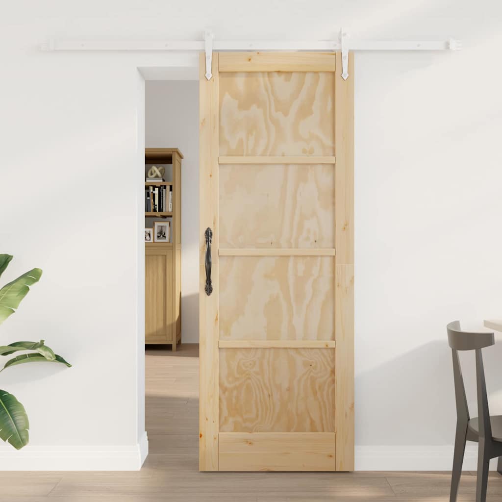 Skydedør med hardware sæt 73.5x198.5 cm Massivt træ Pine, vidaXL Inderskabsdør 'ORKDAL'73.5x198.5x4 cm Massivt træ Pine