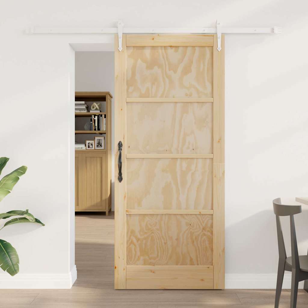 Skydedør med Hardware Sæt 78x202 cm Massivt Træ Fyrretræ, vidaXL Indvendig Dør 'ORKDAL'78x202x4 cm Massivt Træ Fyrretræ